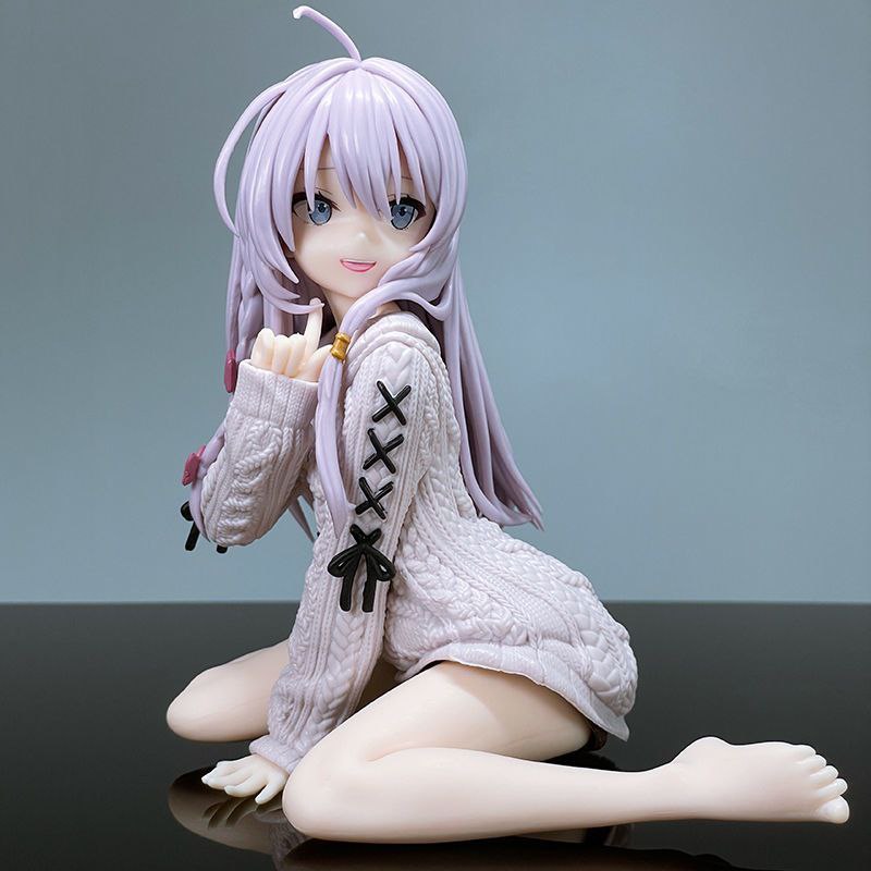 Witch's Journey: Elaina Figure, Sitting Sweater Prize Figure, Anime/2D Beautiful Girl Figurine, Gift, Computer Case