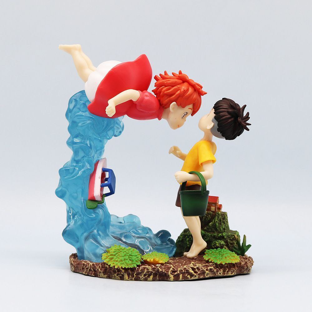 Ponyo and Sosuke [Japan] - A scene from Hayao Miyazaki's anime "Ponyo on the Cliff by the Sea" where Ponyo and Sosuke meet.