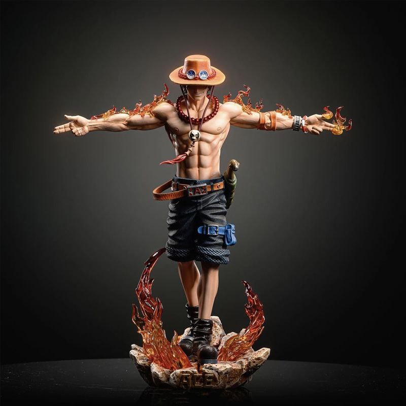 [In Stock] LX Extended Arm Ace Back View Illuminated Ace One Piece Resonance GK Luffy Figure Statue Model