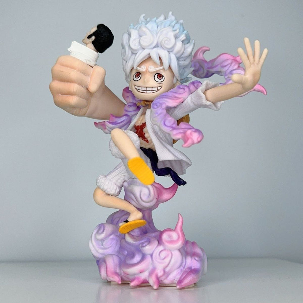 One Piece Q-version Gear 5 Grip Ninja Luffy Gum-Gum Fruit Awakening Figurine Statue Ornament Anime Merchandise