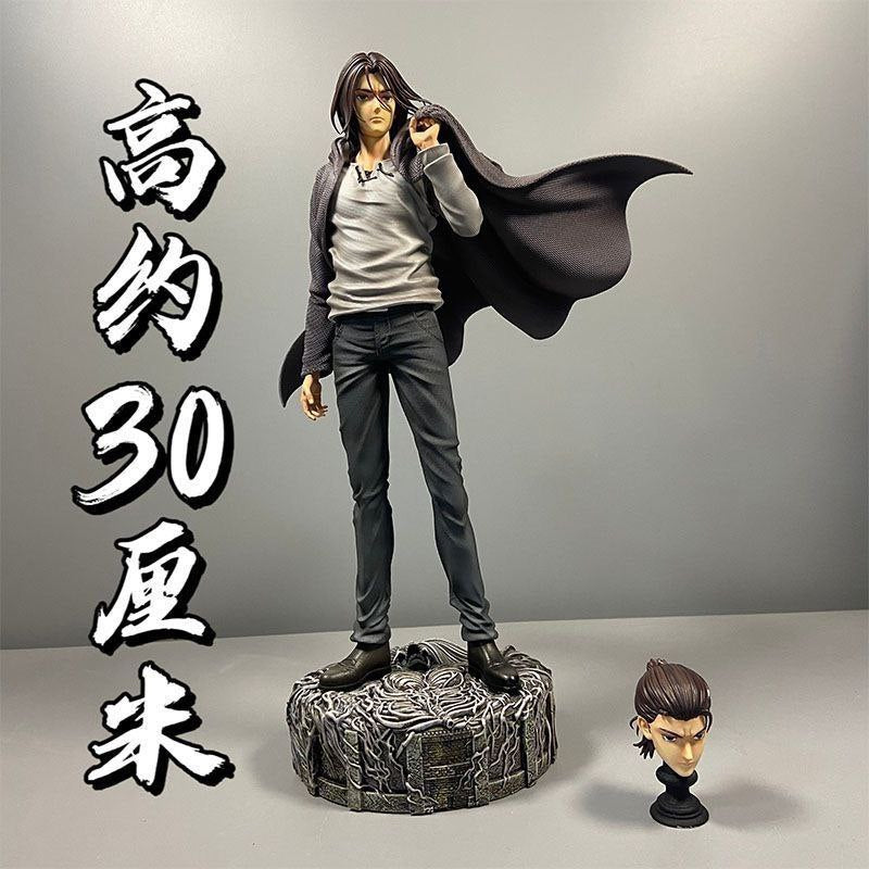 Power Anniversary Eren Double Head Sculpture, Eren from Attack on Titan, GK Anime Figure Desk Decoration