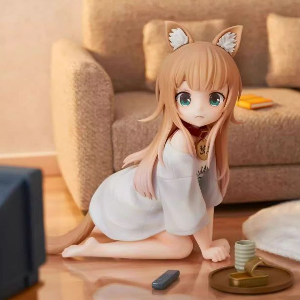 High-quality domestic animation: My cat is a cute girl kneeling in soybean powder - catgirl figurine