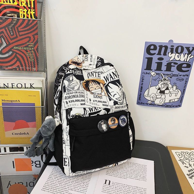 Backpack for boys, 4th and 6th grade, large capacity, stylish and good-looking, high school student Luffy backpack