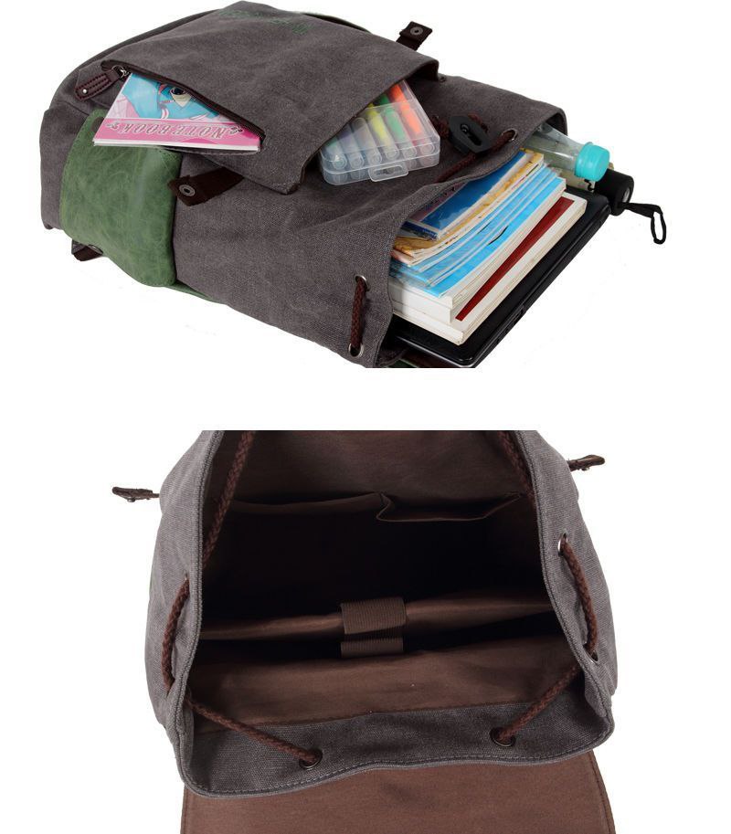 Canvas backpack for outdoor use, durable canvas backpack, simple canvas backpack, 14-inch laptop backpack, school bag.