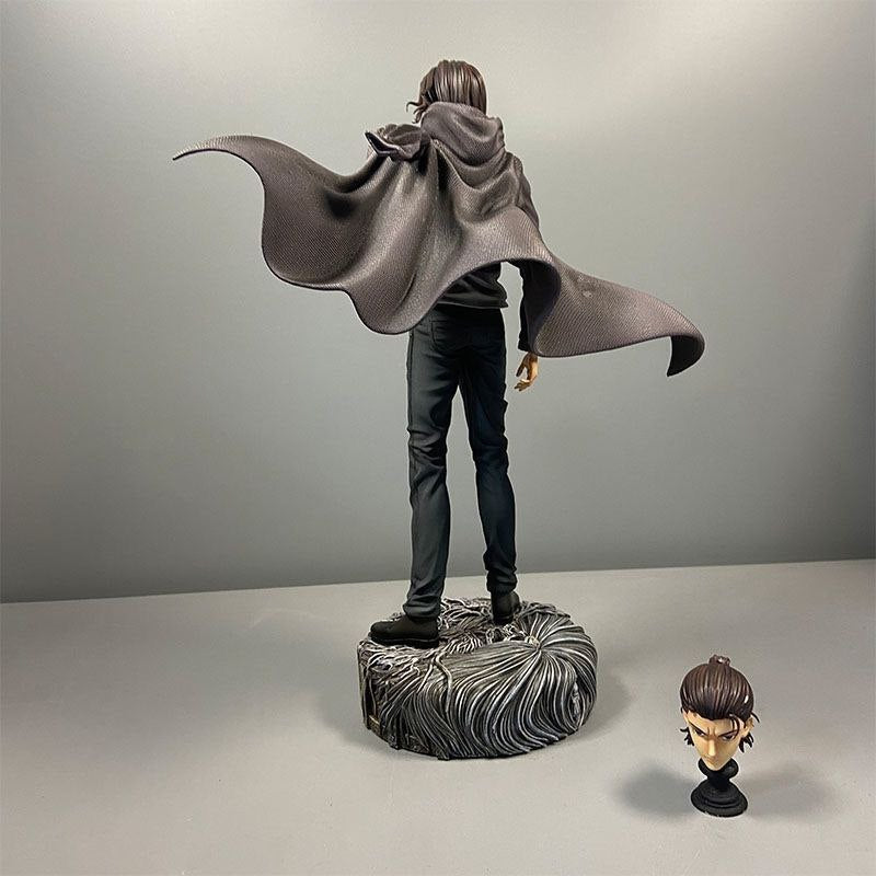 Power Anniversary Eren Double Head Sculpture, Eren from Attack on Titan, GK Anime Figure Desk Decoration