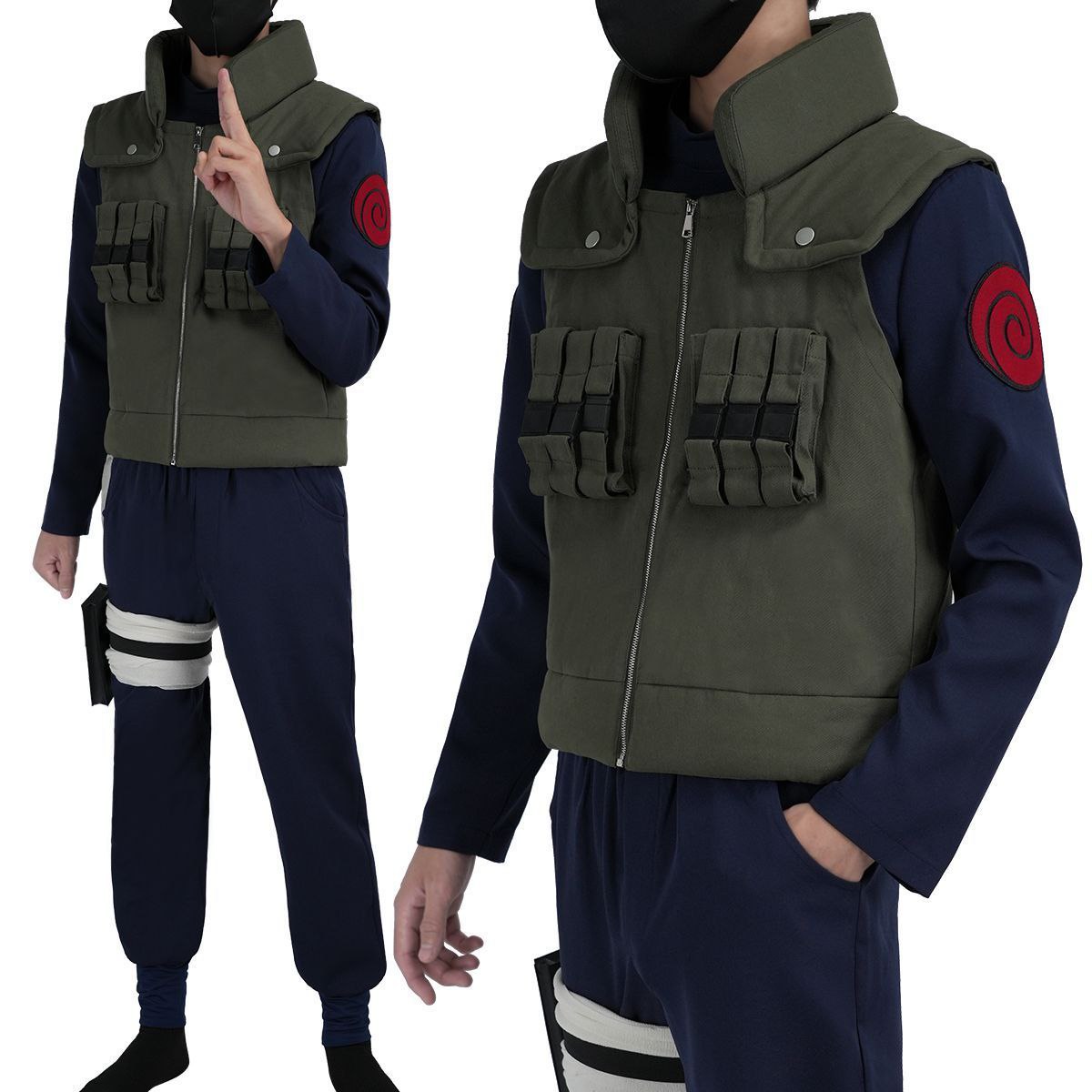 HOLOUNCOSER Little Ou Family Jonin Konoha Hatake Jonin Set Vest Kakashi Cosplay Costume Set