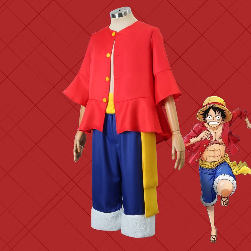 One Piece Luffy cosplay outfit, two-times-after costume, straw hat and shoes set, anime costume.