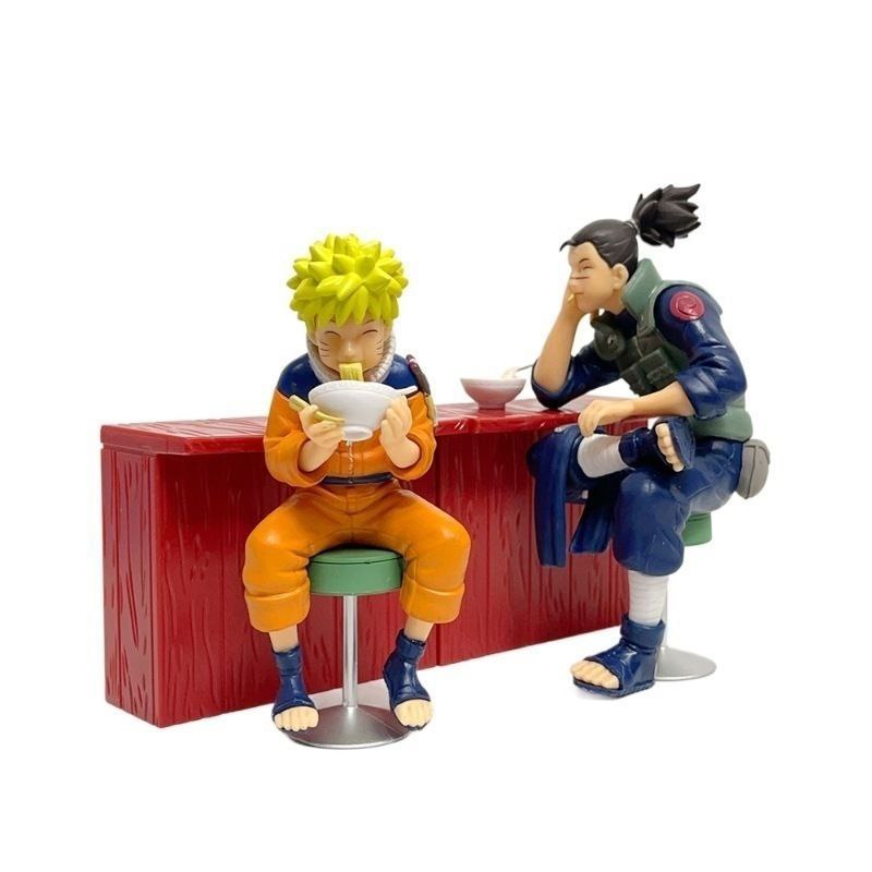 Naruto, Umino, and Iruka eating ramen at Iraku Time - anime ninja prize figures/models/desktop decorations