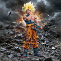 Dragon Ball Super Saiyan 1 Goku figure, Goku face-pinching figure, battle-damaged Super Saiyan 1 figure, anime figure, decorative item.