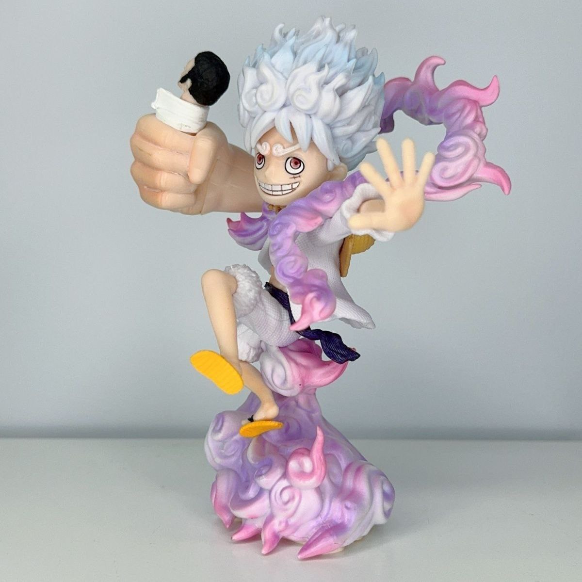 One Piece Q-version Gear 5 Grip Ninja Luffy Gum-Gum Fruit Awakening Figurine Statue Ornament Anime Merchandise