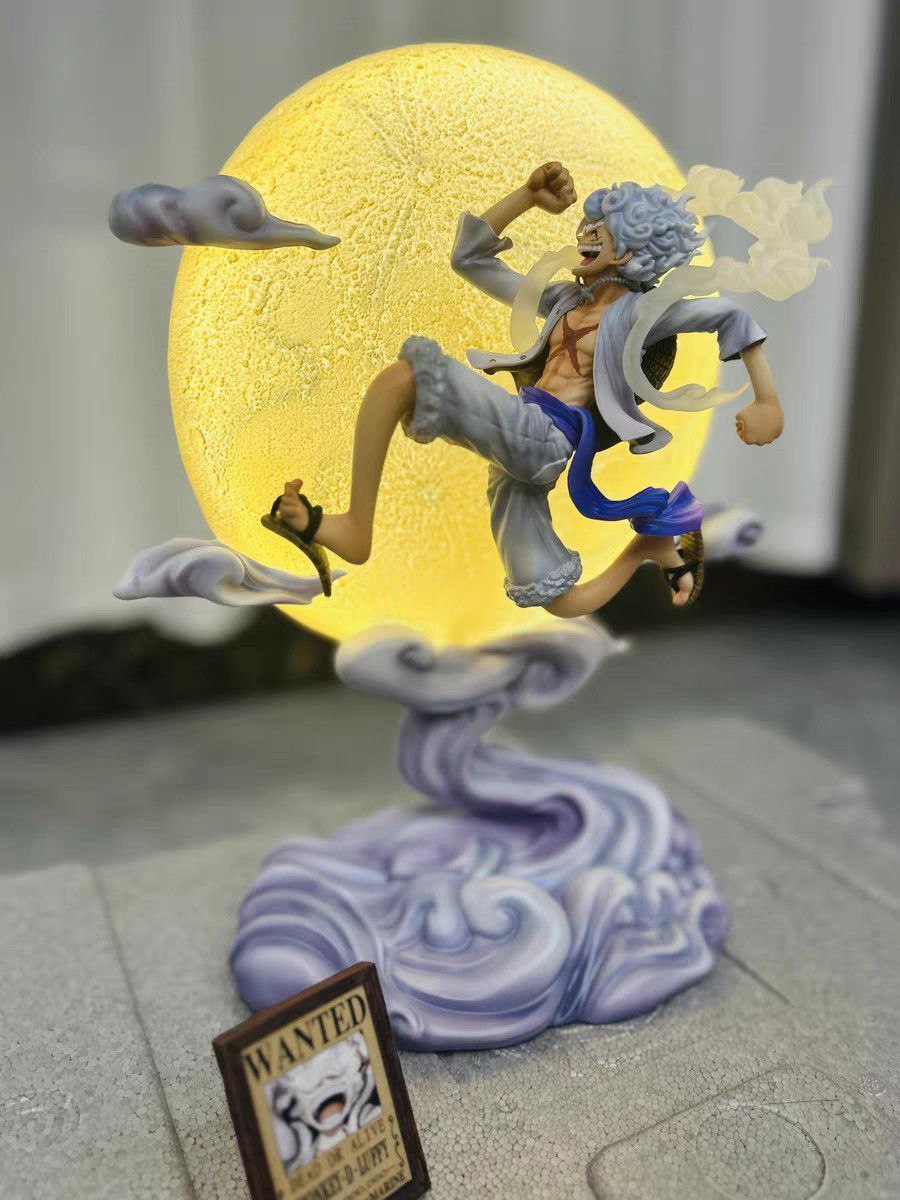 One Piece Luffy Figure, Luna Luffy Anime Figure Statue Model Gift [Voice-activated Lighting]