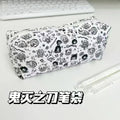 Line drawing Demon Slayer straight pencil case, ins style, Japanese cartoon high-value stationery storage bag, middle school student pencil case