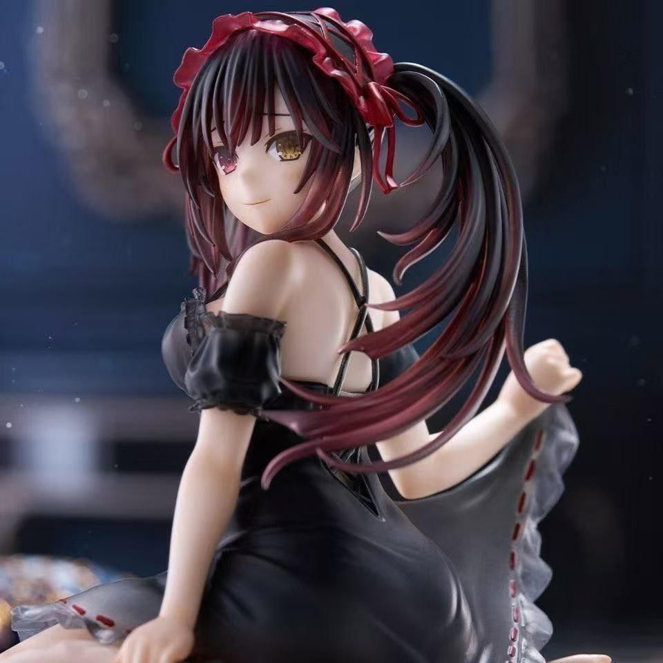 Limited Edition Tokisaki Kurumi Pajama Kurumi Sitting Posture Car Figurine Anime Ornament Gift
