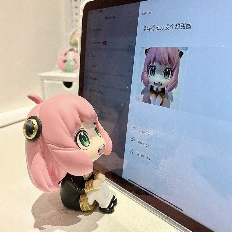 New seated Anya figure, spy playhouse doll, cute desktop ornament