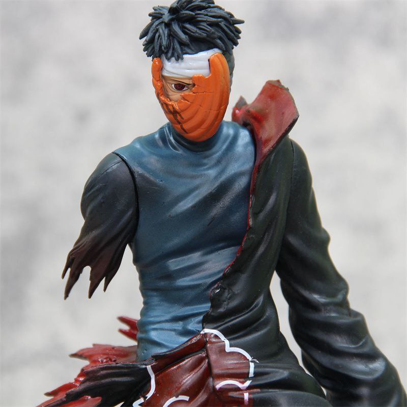 Naruto figure Uchiha Obito battle-damaged Tobi model doll box set with lights