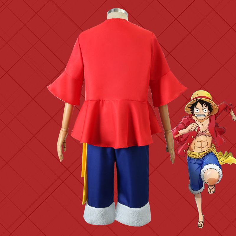 One Piece Luffy cosplay outfit, two-times-after costume, straw hat and shoes set, anime costume.