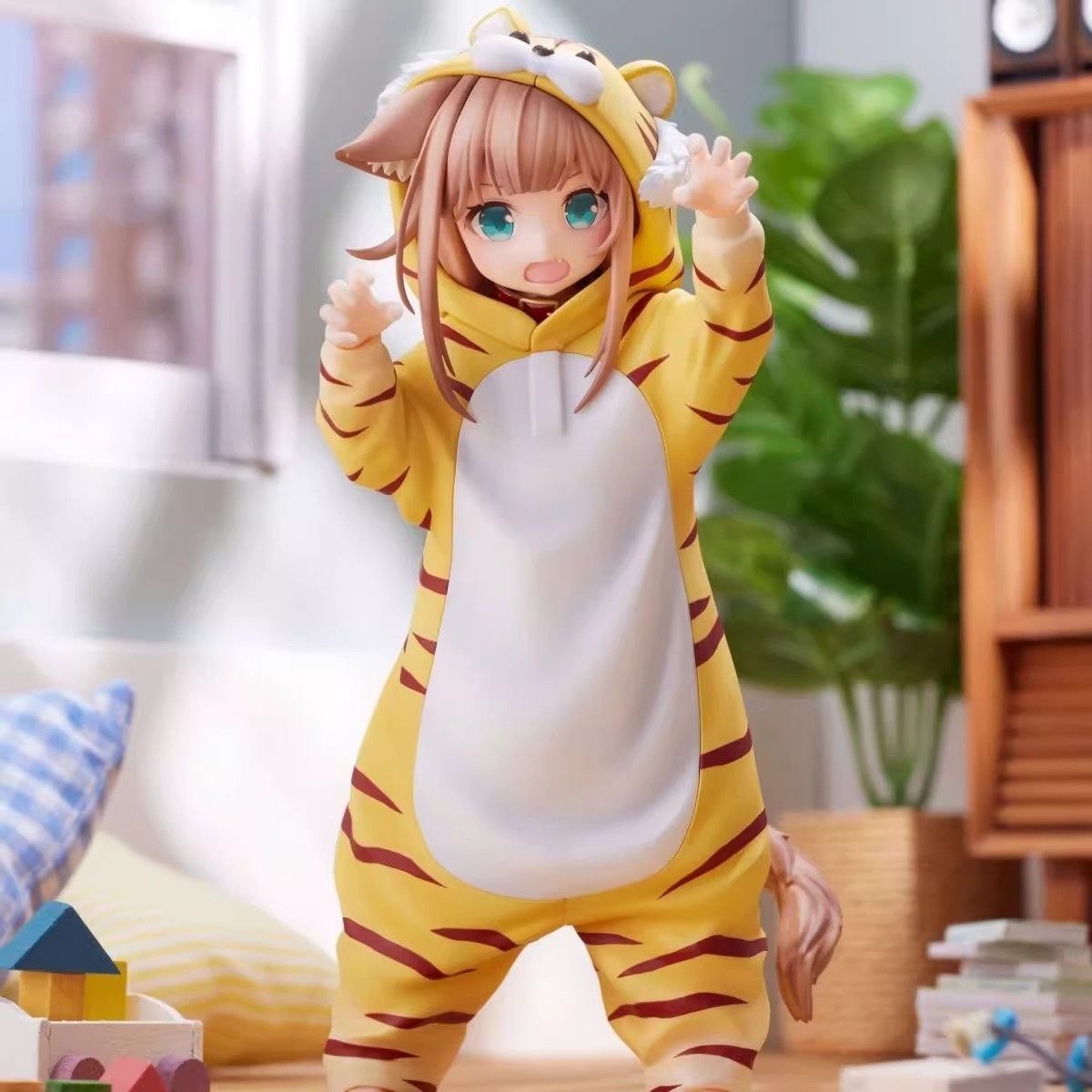Standing pretty girl in soybean powder dress-up series, tiger soybean powder anime model desktop computer case car figurine