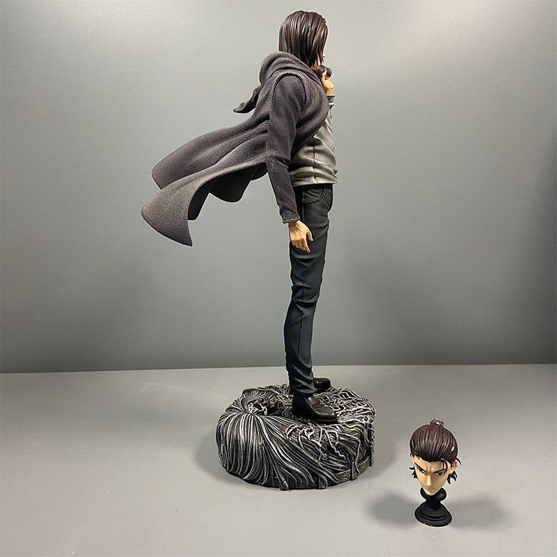 Power Anniversary Eren Double Head Sculpture, Eren from Attack on Titan, GK Anime Figure Desk Decoration