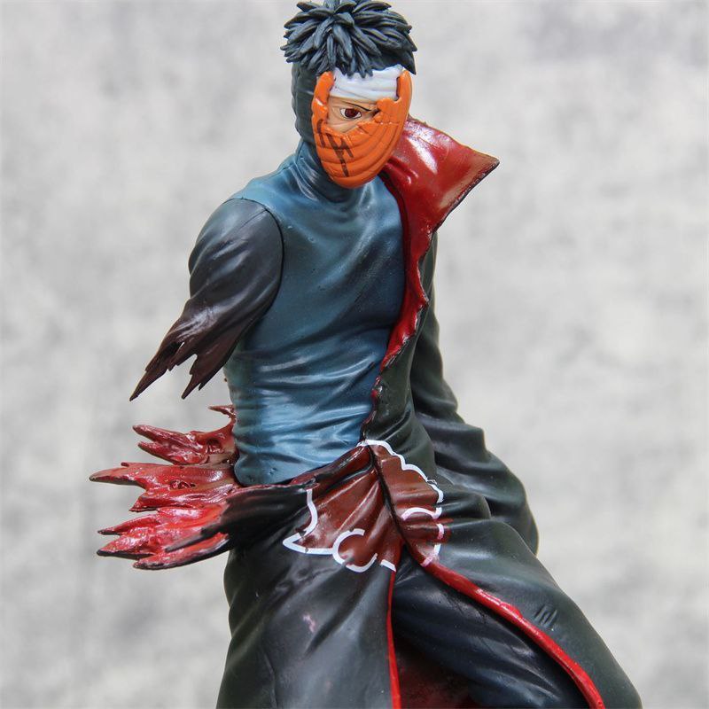 Naruto figure Uchiha Obito battle-damaged Tobi model doll box set with lights