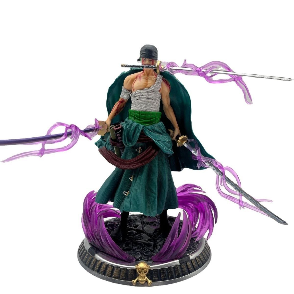 GK One Piece Anime Small Size Dreamy Bloodstained Zoro Three-Sword Special Skill Scene Figurine Statue Model Ornament