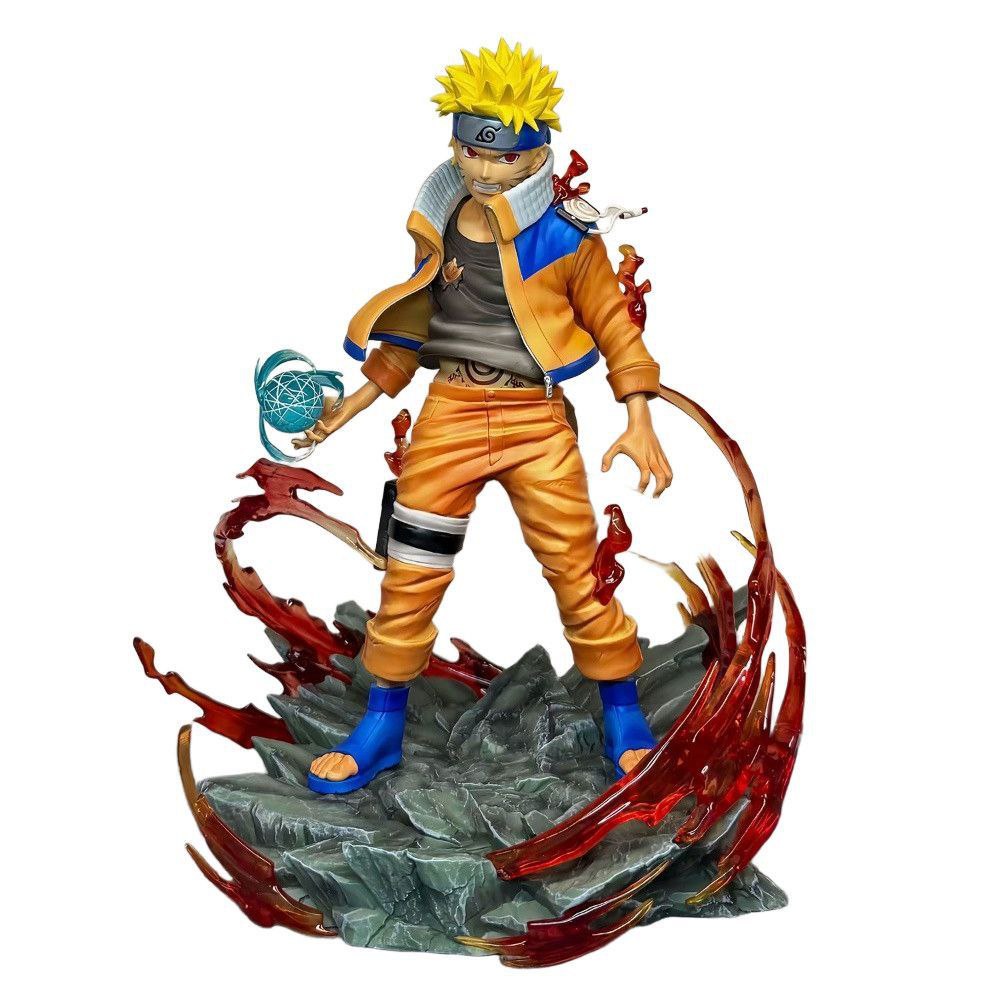 Naruto figurines, including the final battle scene from the Valley of the End, featuring Naruto as a statue, model, and anime character.Naruto figurines, including the final battle scene from the Valley of the End, featuring Naruto as a statue