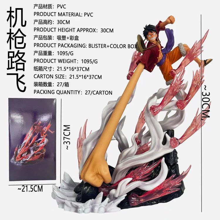 One Piece Machine Gun Luffy Long Arm Battle Form - Enies Lobby Arc Model Figurine Gift