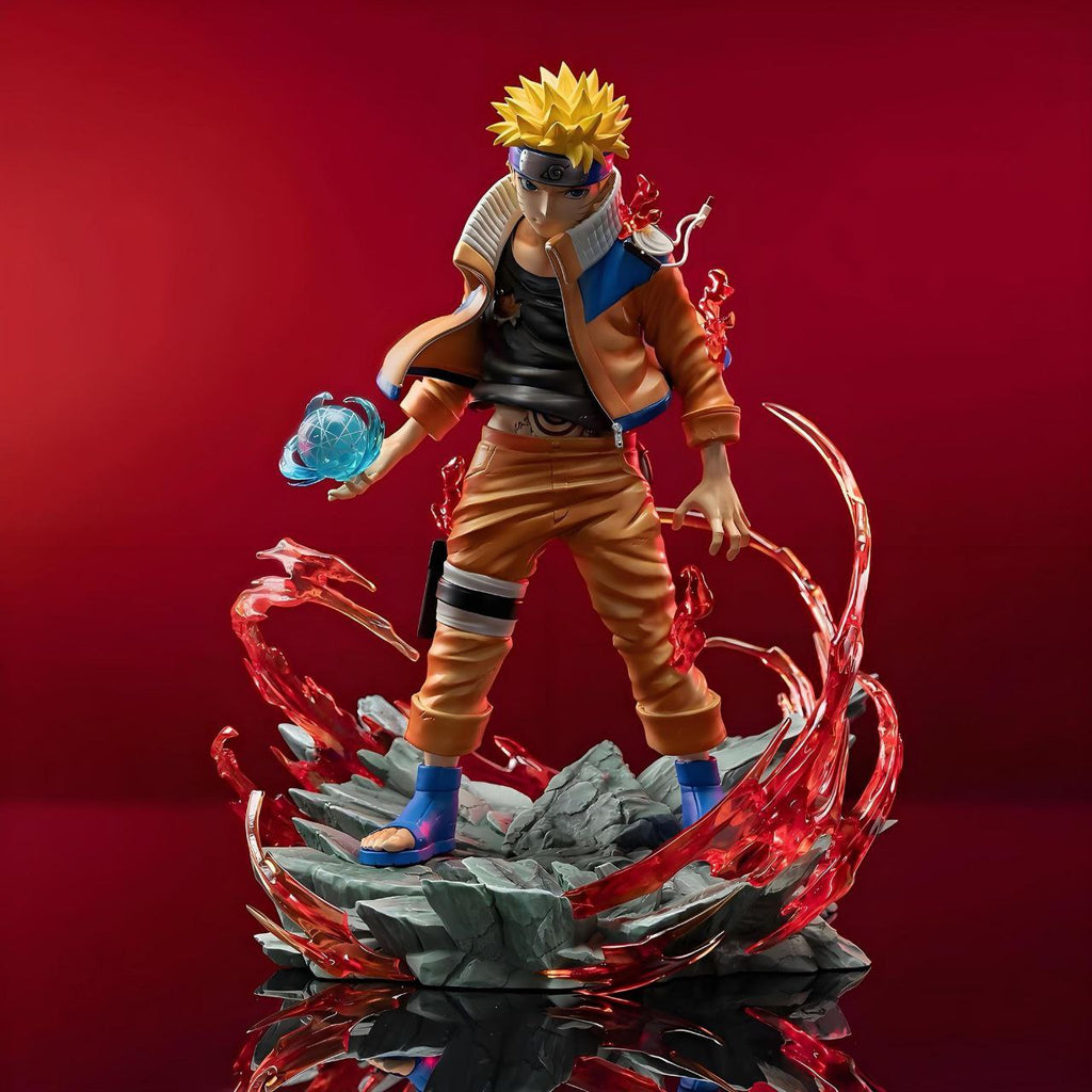 Naruto figurines, including the final battle scene from the Valley of the End, featuring Naruto as a statue, model, and anime character.Naruto figurines, including the final battle scene from the Valley of the End, featuring Naruto as a statue