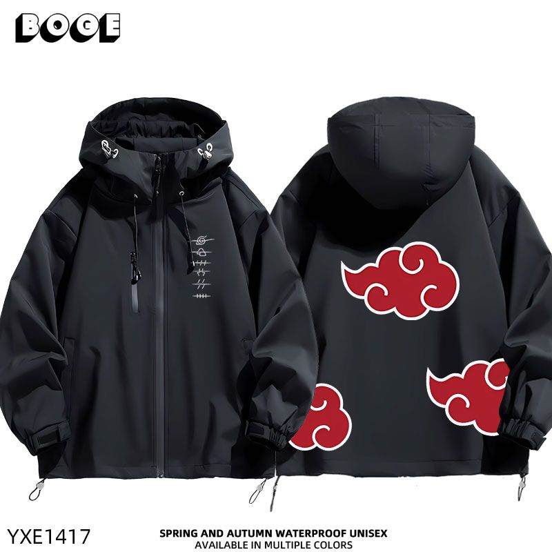 Naruto Shippuden Akatsuki Anime Merchandise, Unisex Hooded Windbreaker Jacket, Casual