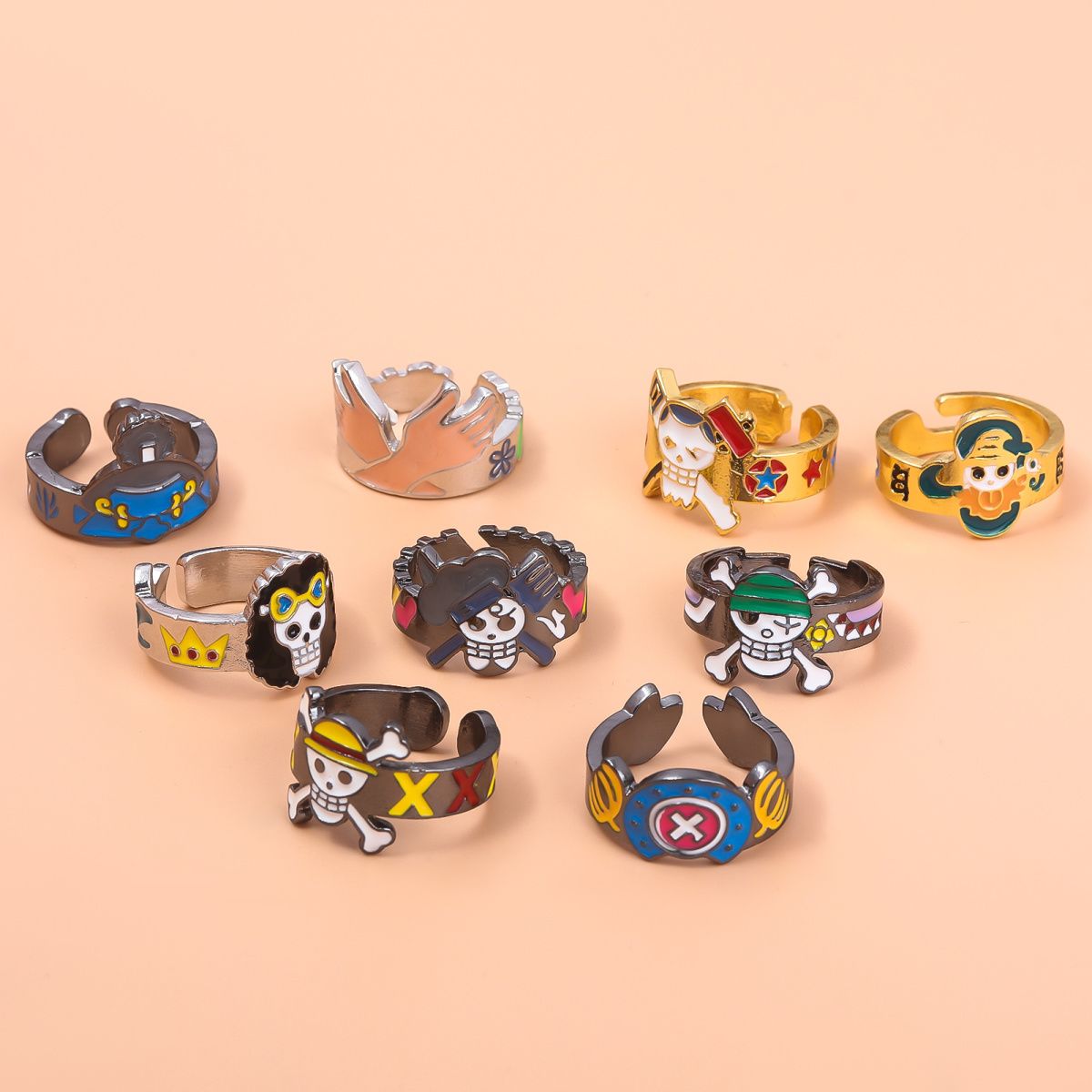Popular One Piece Straw Hat Pirates Rings - Unique Luffy, Zoro, Sanji, Nami, Robin, and Chopper Cosplay Rings