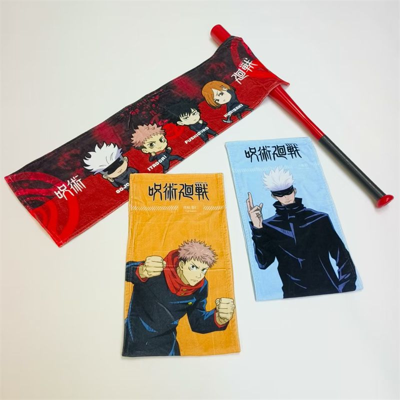 Pure cotton sports towel, Japanese anime Jujutsu Kaisen merchandise, all-cotton sports towel for cycling and swimming, sweat towel, gift.
