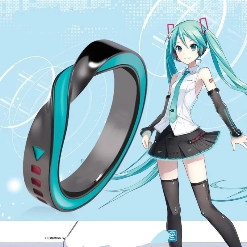 New Hatsune Miku ring, anime merchandise, Möbius single loop ring, jewelry gift for friends.