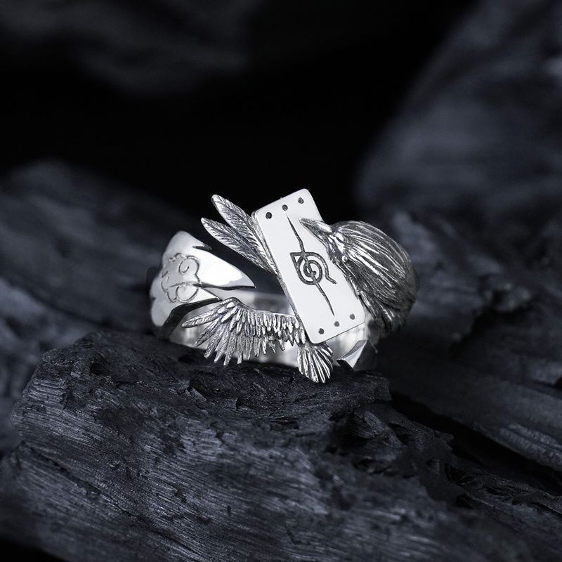 Naruto anime-themed ring, irregular design, versatile, Uchiha Itachi kaleidoscope jewelry, a great gift for friends.