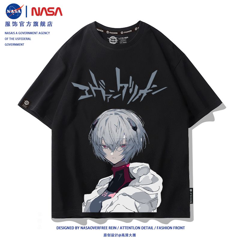 NASA Rei Ayanami-themed Short-Sleeve T-Shirt for Men, Summer 2025 New Style, Evangelion Collaboration Clothing