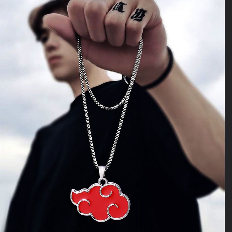 Naruto merchandise: Akatsuki Uchiha Itachi Sharingan necklace, trendy and unique titanium steel pendant for men, a student gift.