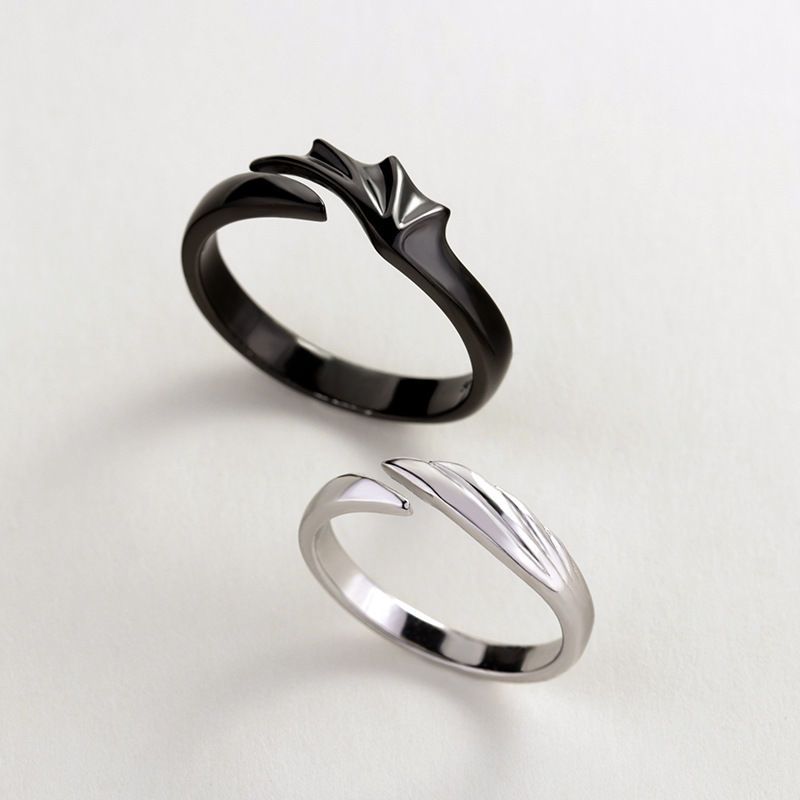 Devil and Angel Couple Rings, Silver Plated, Unique Design, Trendy and Stylish, Adjustable for Men and Women
