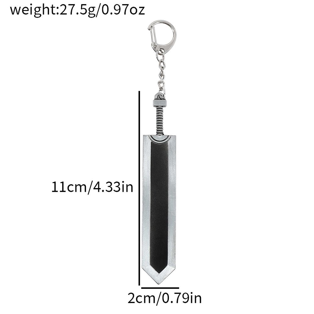 Berserk keychain, red and black, featuring the Black Swordsman Guts' weapon, a decorative pendant.