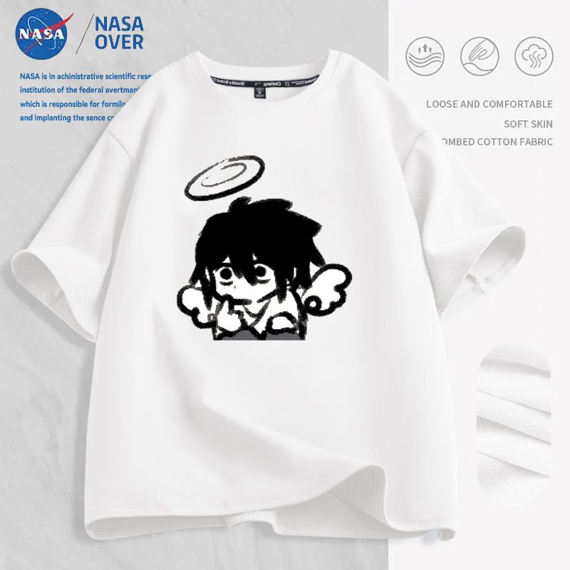NASA x Death Note Short-Sleeve T-Shirt, Unisex, Summer Loose Fit, Casual, Couple Style, Trendy INS Top