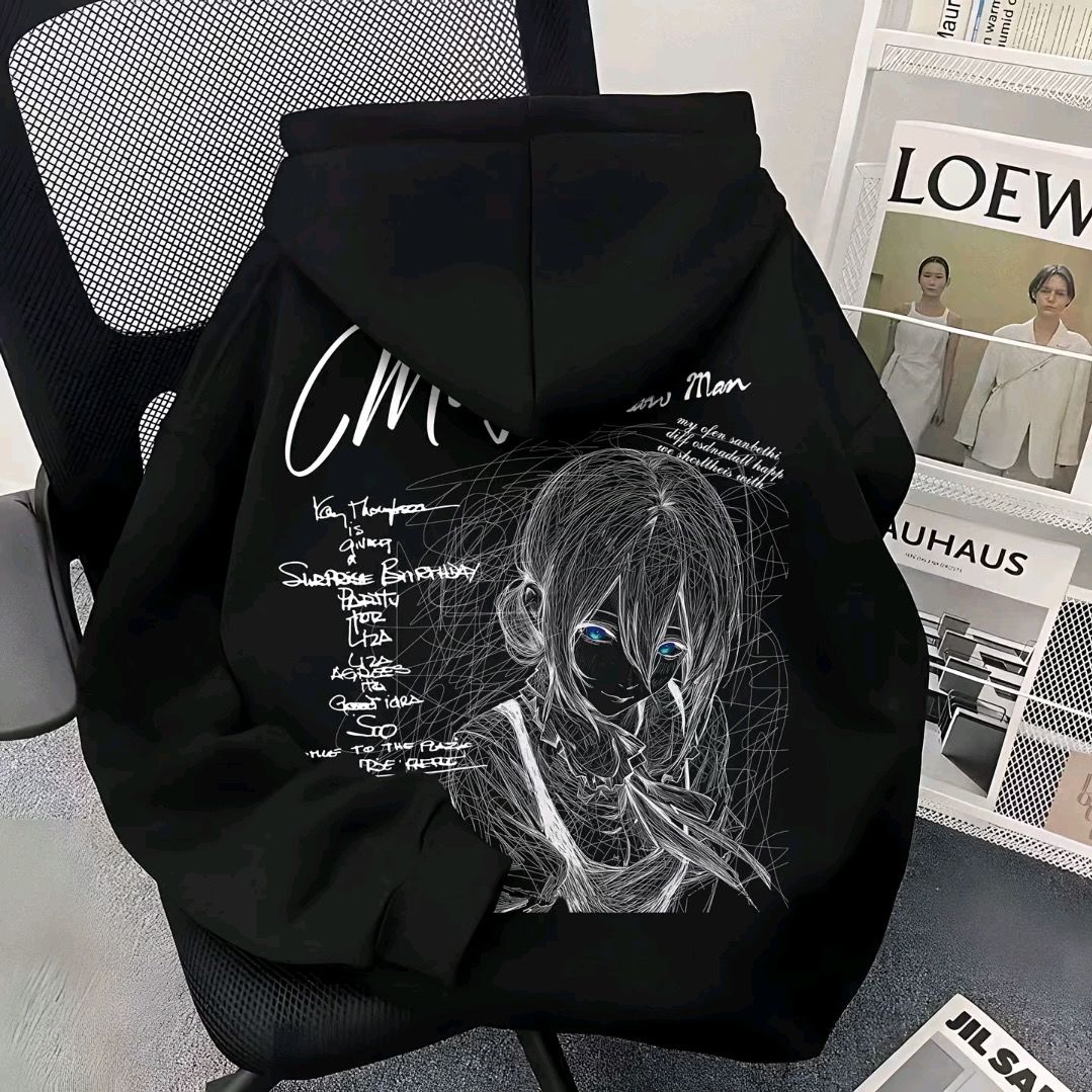 [Chainsaw Man Anime] Lacey Print Heavyweight Hooded Sweatshirt, Anime Style, Winter Japanese Style