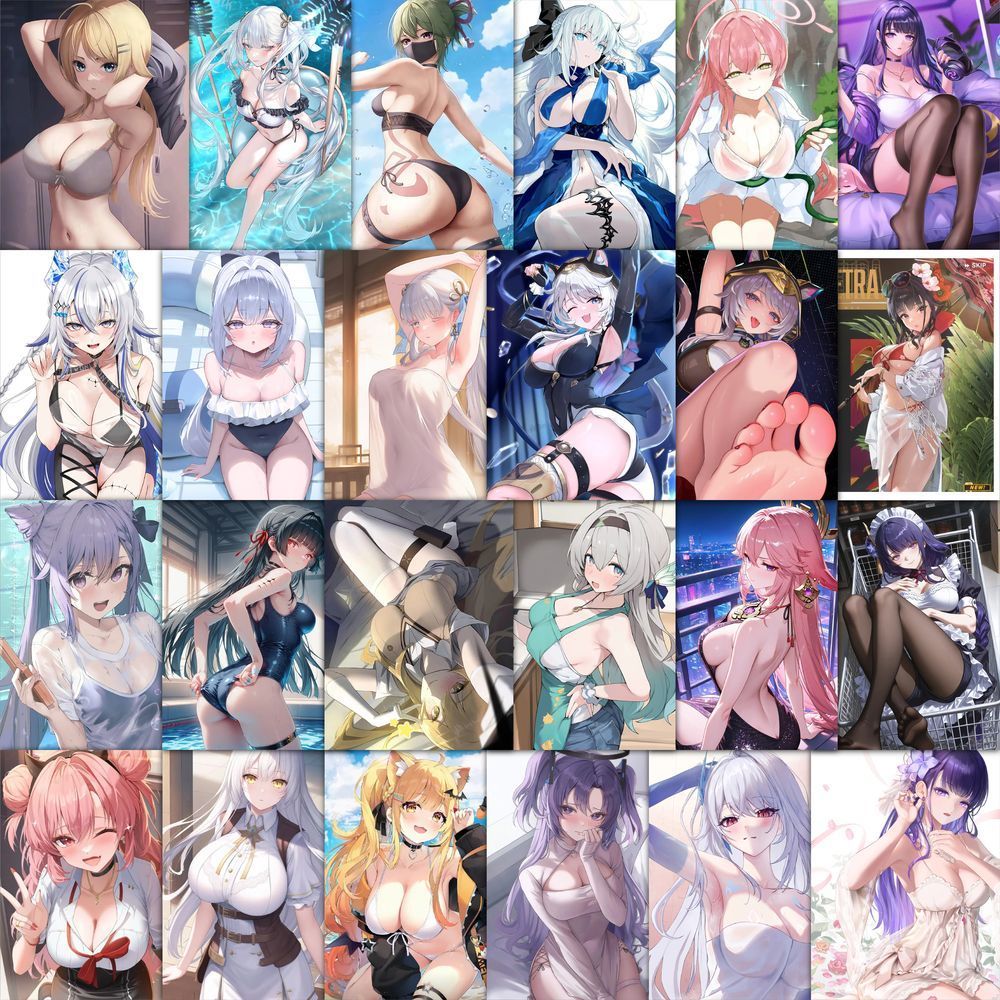 63pcs sexy anime female character images, high-quality cartoon game merchandise, DIY decorations, journal stickers
