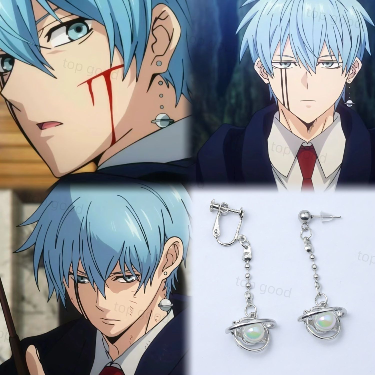 Lance Klein, the physical mage Matthew Lance Kuro, matching earrings for anime cosplay.