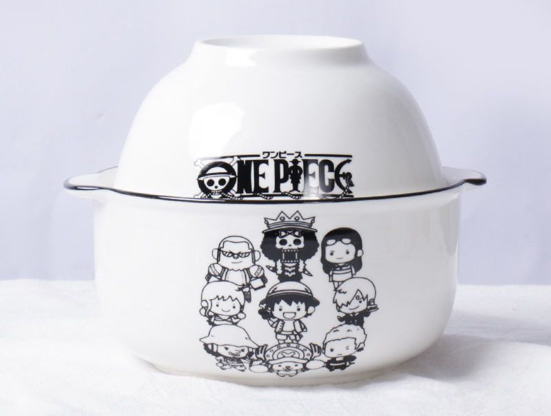 Gintama, Naruto, One Piece instant noodle cup/bowl with lid and handle, large size, suitable for students and dormitories, with lid to prevent burns.
