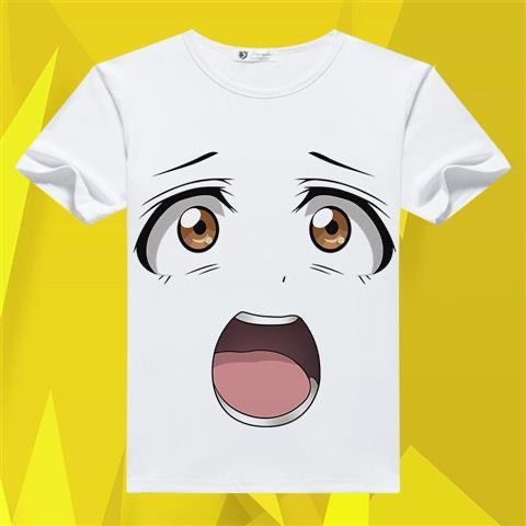 Cute and adorable big-eyed girl emoji pack, sexy 3D busty T-shirt for women, creative short-sleeved shirt.