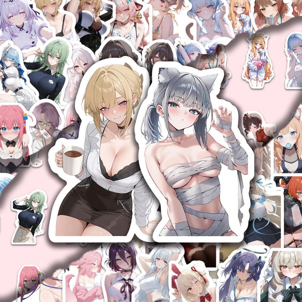 120pcs cute and sexy anime-style stickers for decorating journals and notebooks.