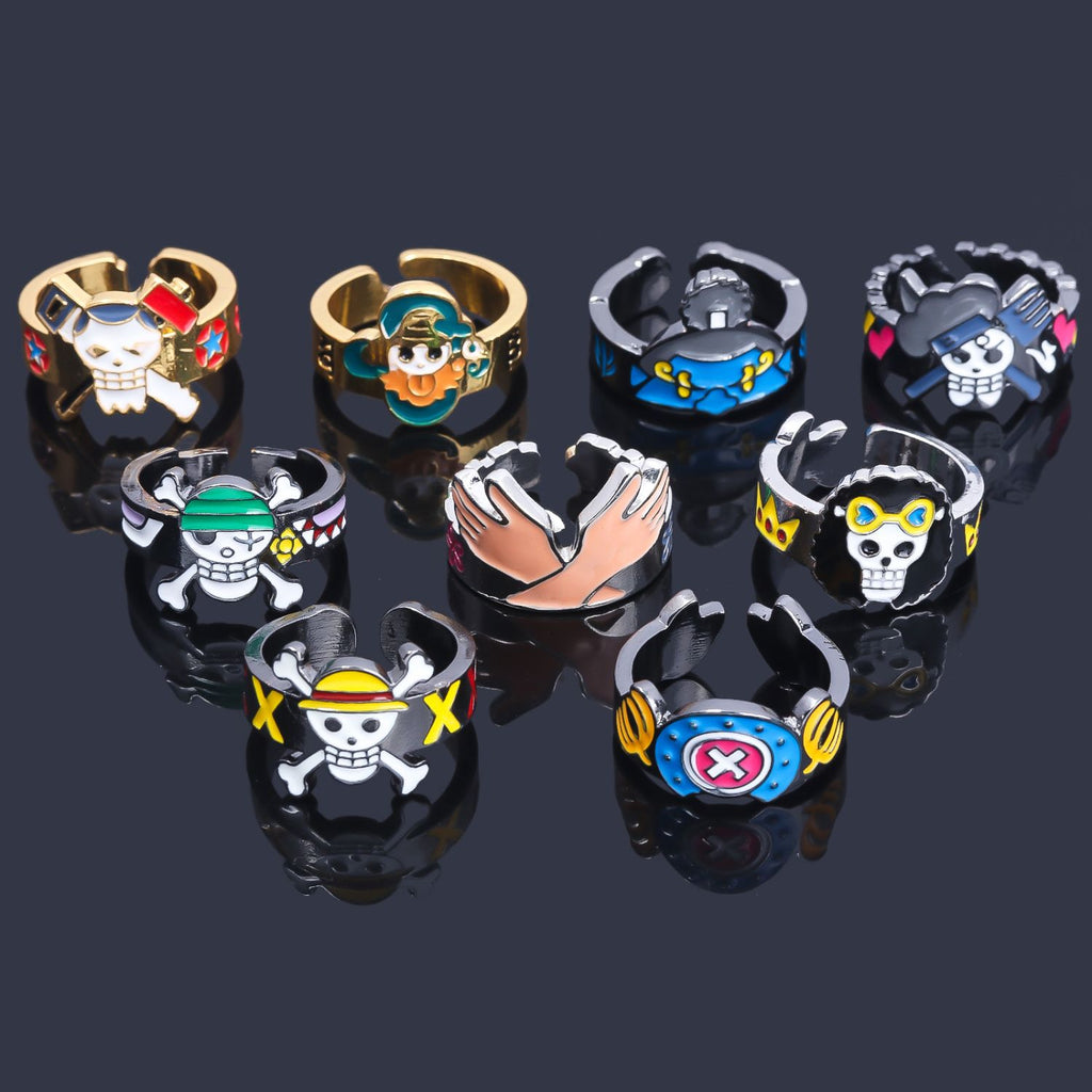 Popular One Piece Straw Hat Pirates Rings - Unique Luffy, Zoro, Sanji, Nami, Robin, and Chopper Cosplay Rings