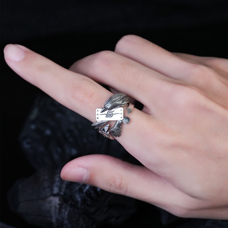 Naruto anime-themed ring, irregular design, versatile, Uchiha Itachi kaleidoscope jewelry, a great gift for friends.