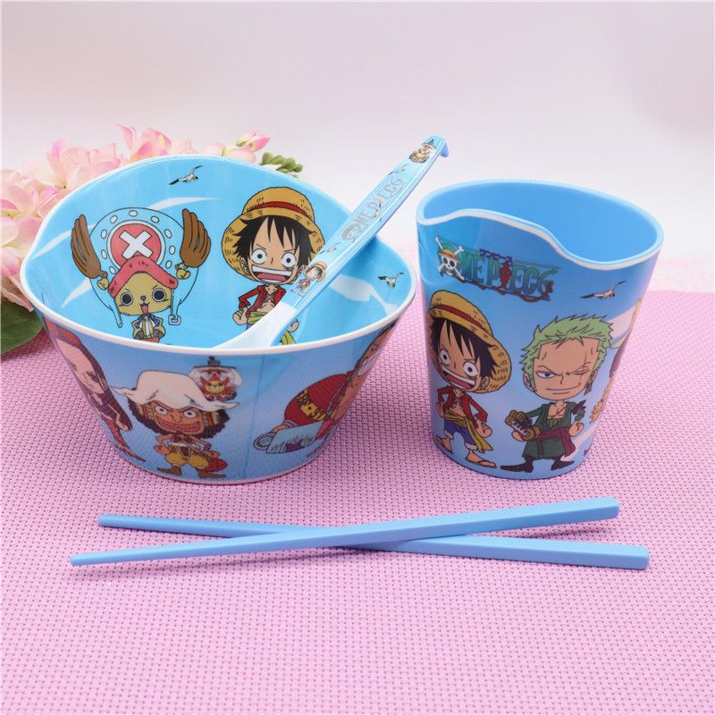 Children's One Piece tableware set, cute cartoon student soup bowl, cup, and spoon, melamine anti-drop toddler eating bowl.