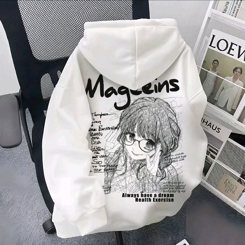 American-style heavyweight anime hoodie with fragrant floral print, trendy hooded sweatshirt for couples.