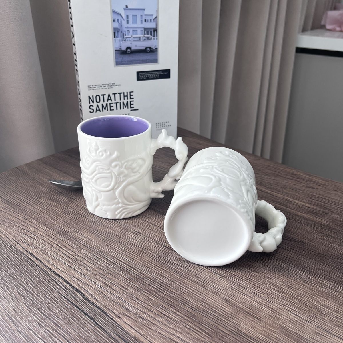 BANDAI One Piece Luffy Embossed Mug, Men's Water Bottle, Ceramic Coffee Mug, Retro White, Simple