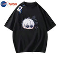 NASA co-branded T-shirt, Japanese anime Kaisen merchandise, Jujutsu five-strip short-sleeved shirt, trendy anime style, unisex fashion.