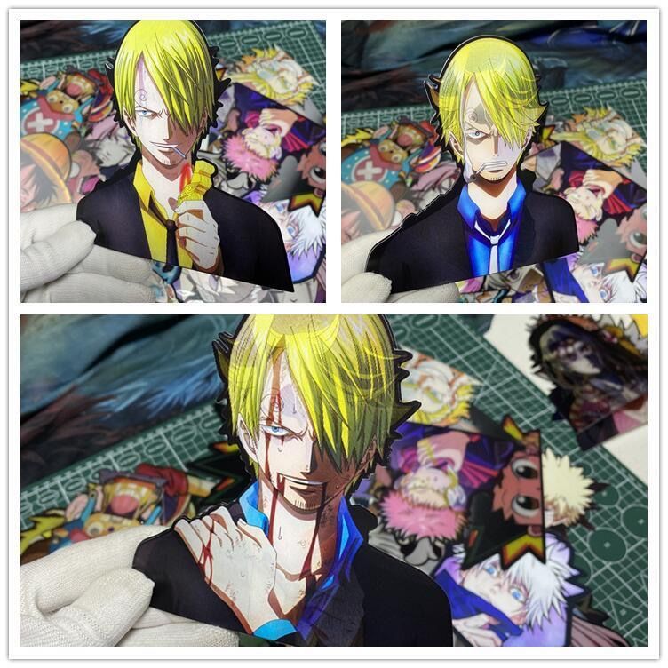3D stickers for naked eyes, 3D gradient stickers, One Piece 3D stereoscopic painting, Nami waterproof, Boa Hancock, Gear 5 Luffy, anime style.